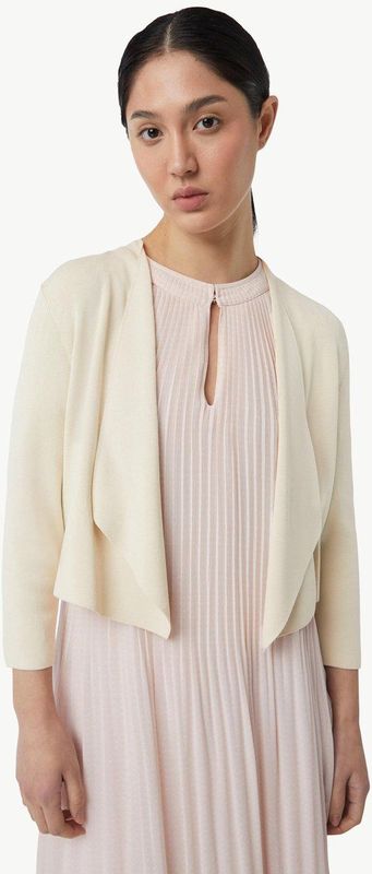 comma - Fijn Gebreide Cardigan - Beige - Ajour-Detail