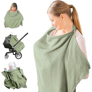 JGS ® Natuurlijke Voedingsdoek voor Moeders en Baby's met Verstelbare Schouderriem in Groen Katoen