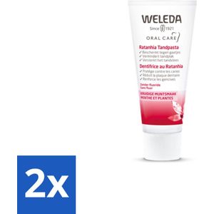 2 x WELEDA - Tandpasta - Ratanhia - 75 ml - Tandpasta - Tandvlees - Natuurlijke Tandpasta - Fluoridevrij - Ratanhia