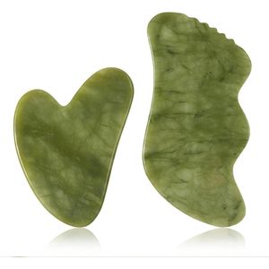 2-delige Gua Sha Set van Jade voor Gezicht en Lichaam - Lymfedrainage en Huidverzorging - Cadeau voor Vrouwen