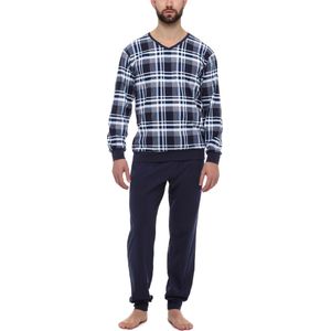 Timone Heren Pyjama - Lang mouwen – Lang broek - Katoen – 9555408 Marine – S - TI-TI30-107-PJ