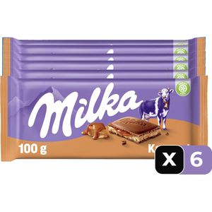 Milka Chocolade Reep Karamel - 100 g - 6 Stuks - Chocolade - Reep - Voordeelverpakking