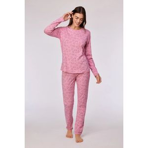Woody pyjama meisjes/dames - roze - katten all-overprint - 252-10-PZG-Z/923 - maat L