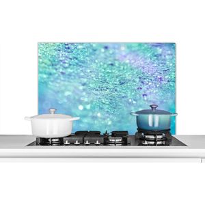 Spatscherm keuken 90x60 cm - Kookplaat achterwand Blauw - Licht - Abstract - Muurbeschermer - Spatwand fornuis - Hoogwaardig aluminium