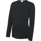 Mamalicious - Kerrie June - T-shirt - Zwart - Met Lange Mouwen - Borstvoedingsfunctie