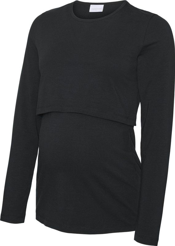 Mamalicious - Kerrie June - T-shirt - Zwart - Met Lange Mouwen - Borstvoedingsfunctie