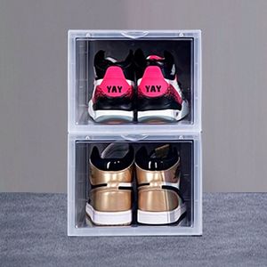 2-pack Kicksafe® Sneaker Box - Schoenenopberger - Stapelbaar - Drop-front (met Deurtje aan smalle kant en Magneetjes) - 2 stuks - Transparant