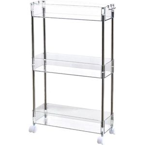 Verstelbare planken multifunctionele trolley op wielen - meubel opslagwagen - roestvrij staal - multifunctioneel