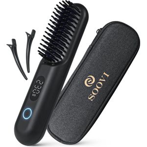 SOOVI® Draadloze stijlborstel - Airstyler - Haar - Elektrisch - Hair straightener - Electrisch - Warmteborstel