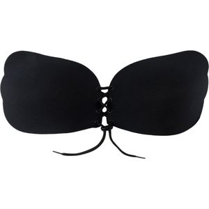 Zelfklevende push-up bh, onzichtbare ondersteuning - zwart, cup B