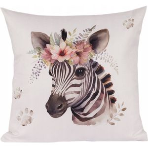 Kinder Kussensloop Zebra 45x45 cm - Zacht Velours