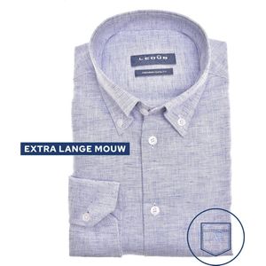 Ledub modern fit overhemd - mouwlengte 72 cm - structuur - donkerblauw - Strijkvriendelijk - Boordmaat: 38