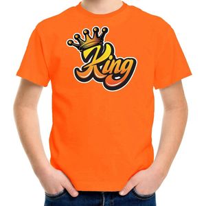 Oranje Koningsdag King t-shirt voor kinderen/ jongens 122/128