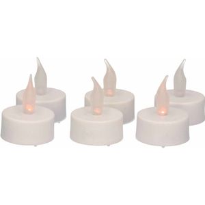 6x LED theelichtjes/waxinelichtjes geel flameffect met timer functie - kunststof waxinelichtjes