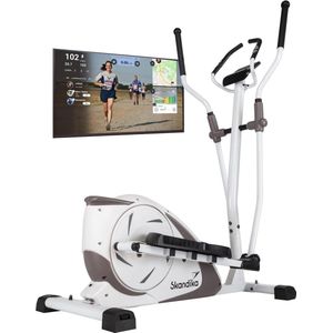 Skandika Fint Crosstrainer - Crosstrainers - Crosstrainer met bluetooth, app-besturing (Kinomap), polssensoren, 9 kg vliegmassa, 24 weerstandsniveaus, 19 programma's, magneetremsysteem - Fitnessapparaten - wit