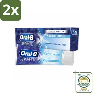 Oral-B - 3D White Arctic Fresh - Tandpasta - Whitening - Frisse Adem - 75 ml - Voordeelverpakking - 2 stuks - Frisse adem - Glazuurveilig