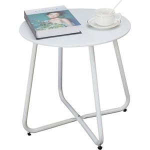 SHOP YOLO-Bijzettafel-kleine metaal-rond salontafel en koffietafel met verstelbare tafelpoten - 45 x 45 cm