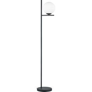 LED Vloerlamp - Torna Pora - E14 Fitting - Rond - Mat Zwart - Aluminium