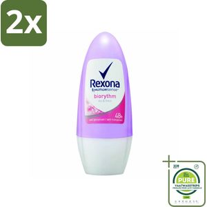 Rexona - Biorythm - Deo Roll-on - Anti-transpirant - Anti-perspirant - 50 ml - Voordeelverpakking - 2 stuks - Anti-transpirant - Zweetvermindering