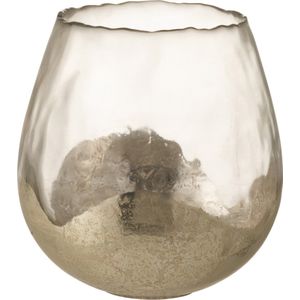 J-line - Theelichthouder Zoe Rond Glas Goud Medium - 18x18x18cm