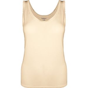 Dames Onderhemd met Kant - Bamboe Viscose - Beige - Maat S/M | Zijdezacht, Ademend en Perfecte Pasvorm