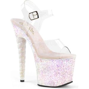 Pleaser - UNICORN-708LG Sandaal met enkelband, Paaldans schoenen - Paaldans schoenen - 36 Shoes - Transparant
