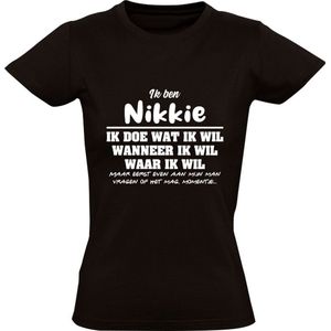 Nikkie Dames t-shirt | verjaardagkado | verjaardag kado | grappig | jarig | cadeau | Zwart