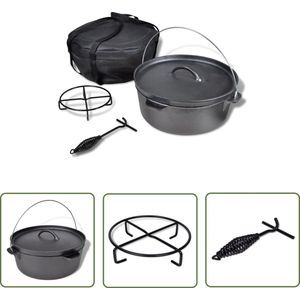 The Living Store Gietijzeren braadpan - 11.3 L - 43 x 40.5 x 19.5 cm - Zwart