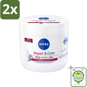 Nivea - Repair & Care Bodycrème - 72 uur Hydratatie - Barrièrecrème voor Zeer Droge en Ruwe Huid - 400 ml - Voordeelverpakking - 2 stuks - Nivea bodycrème - Droge huid