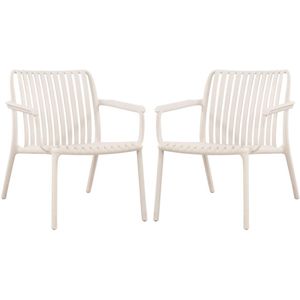 Vente-unique Set van 2 lage opstapelbare tuinfauteuils van polypropyleen - Beige - SESEH van MYLIA L 67.5 cm x H 73 cm x D 76.5 cm
