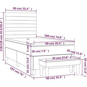 vidaXL Boxspring met matras stof donkergrijs 90x190 cm