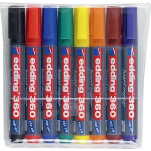 edding 360 Whiteboard Markers - 8 gekleurde whiteboard stiften - Ronde punt van 1,5-3 mm