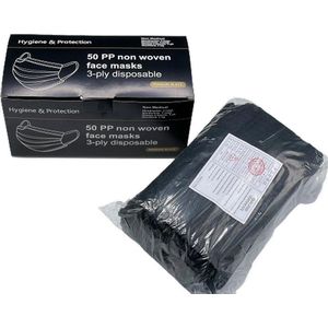 200 stuks - An Phu Wegwerp 3laags gezichtsmaskers - mondmasker - mondkapje (zwart)