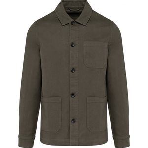 Jas Heren M Kariban Lange mouw Washed Dark Khaki 100% Katoen