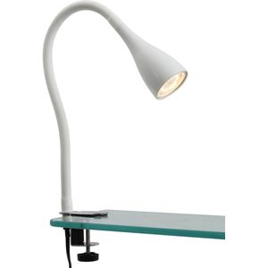 B.K.Licht - Klemlamp Ingebouwde dimmer - wit - led - aan/uit schakelaar - bureaulamp - tafellamp - met GU10 - 3.000K - 400Lm - 5W