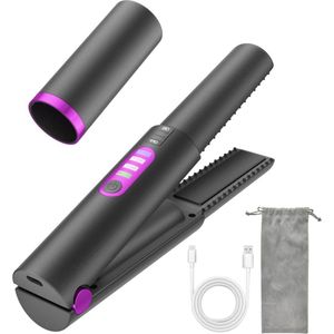 Stijltang Draadloze 2-in-1 krultang draagbare mini-reisstijltang - draadloos snel opwarmen - 3 instelbare temperaturen - oplaadbaar type C