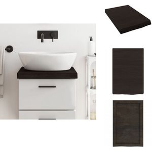 vidaXL Wastafelblad - Wastafelbladen - Blad Voor Wastafel - Tafelblad - Wastafelblad 40x60x(2-6) cm behandeld massief hout donkerbruin
