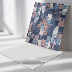 Wallfluent Vinyl Wandpaneel - Abstract geometrisch patroon Zelfklevende Wandbekleding - 50 cm x 50 cm - Blauw Vinyl Wandpaneel - 4 stuks - Vierkant Wandbekleding Vinyl - Texturen Wandpaneel - Wandpaneel PVC - Wandpaneel Keuken en Badkamer