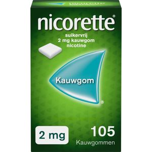Nicorette Suikervrije Kauwgom - 2 mg - 1 x 105 stuks - nicotinevervanger - stoppen met roken