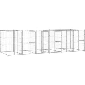 The Living Store Hondenkennel - Gegalvaniseerd Staal - 660x220x180 cm - Met Vergrendelingssysteem