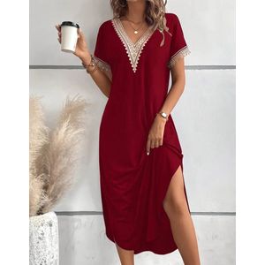 Sexy elegante corrigerende bordeaux prachtige maxi jurk maat M