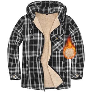 Heren Flanel Hemd met Capuchon en Rits – Warme Voering voor Winter en Herfst