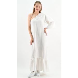 YesMooi - One-Shoulder Maxi Jurk - Linnen Blend - S (36)