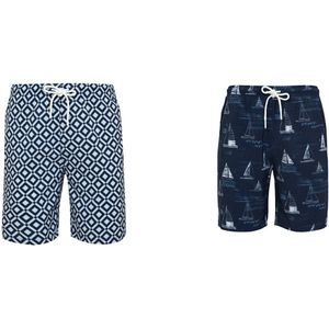 Set van 2 zwembroek La V blockjespatroon/ Boten 128-134