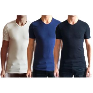 Dice mannen T-shirts met hoge V-hals wit/zwart/blauw maat XXL