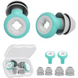 Thelau - 1 Paar Herbruikbare Siliconen Gehoorbescherming Oordopjes - Groen, S/L Accessoires - Reizen en Concentratie.