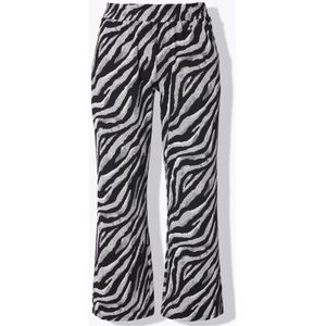 MIAMODA MIAMODA - Dames - Broek gekleurd zebramotief elastische tailleband. - Sneeuwwit - Maat 44