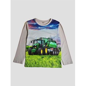 Longsleeve - Trekker - Tractor - Groen - John deere met giertank - 10Y - maat 134/140