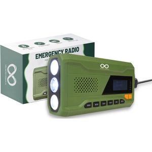 DAB+ Noodradio met Zonnepaneel en Handslinger - 4500 mAh Powerbank, Bluetooth 5.0, Zaklamp, SOS Sirene - Waterafstotend (IPX5) - Voor Kamperen, Survival, Noodpakket & Noodsituaties