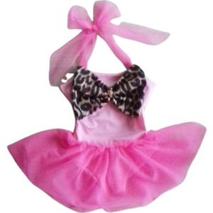 Maat 110 Zwempak badpak roze Dierenprint tule panterprint badkleding baby en kind zwem kleding zwemkleding